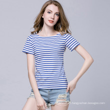 New Design Women′s Strip T-Shirt Short Sleeves for Summer OEM/ODM Factory